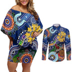 Custom NAIDOC Week 2024 West Coast Eagles Couples Matching Off Shoulder Short Dress and Long Sleeve Button Shirt Australia Aboriginal Dot Painting