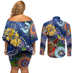Custom NAIDOC Week 2024 West Coast Eagles Couples Matching Off Shoulder Short Dress and Long Sleeve Button Shirt Australia Aboriginal Dot Painting