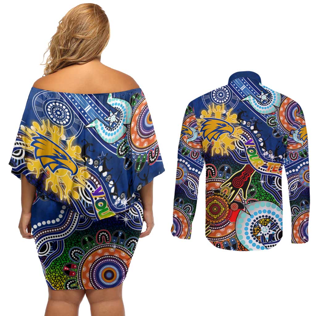 Custom NAIDOC Week 2024 West Coast Eagles Couples Matching Off Shoulder Short Dress and Long Sleeve Button Shirt Australia Aboriginal Dot Painting