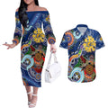 Custom NAIDOC Week 2024 West Coast Eagles Couples Matching Off The Shoulder Long Sleeve Dress and Hawaiian Shirt Australia Aboriginal Dot Painting