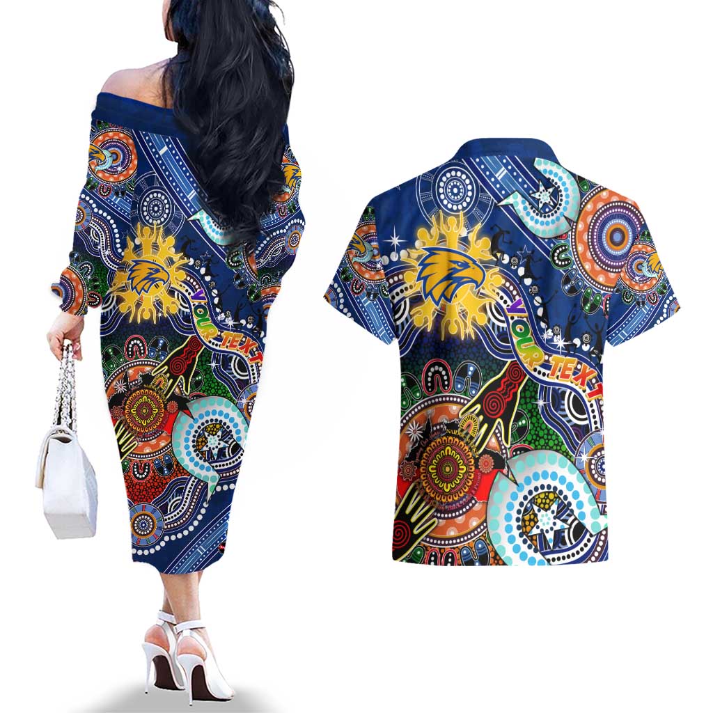 Custom NAIDOC Week 2024 West Coast Eagles Couples Matching Off The Shoulder Long Sleeve Dress and Hawaiian Shirt Australia Aboriginal Dot Painting
