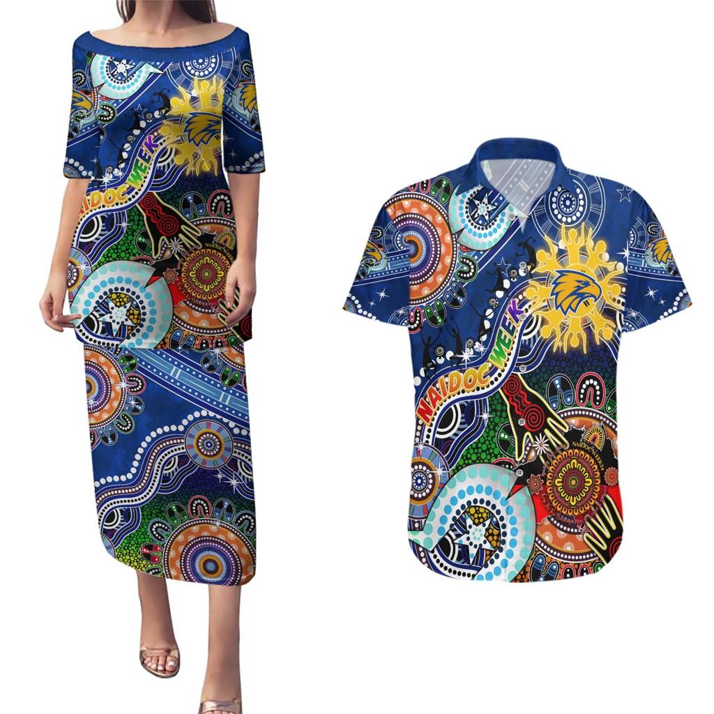 Custom NAIDOC Week 2024 West Coast Eagles Couples Matching Puletasi and Hawaiian Shirt Australia Aboriginal Dot Painting