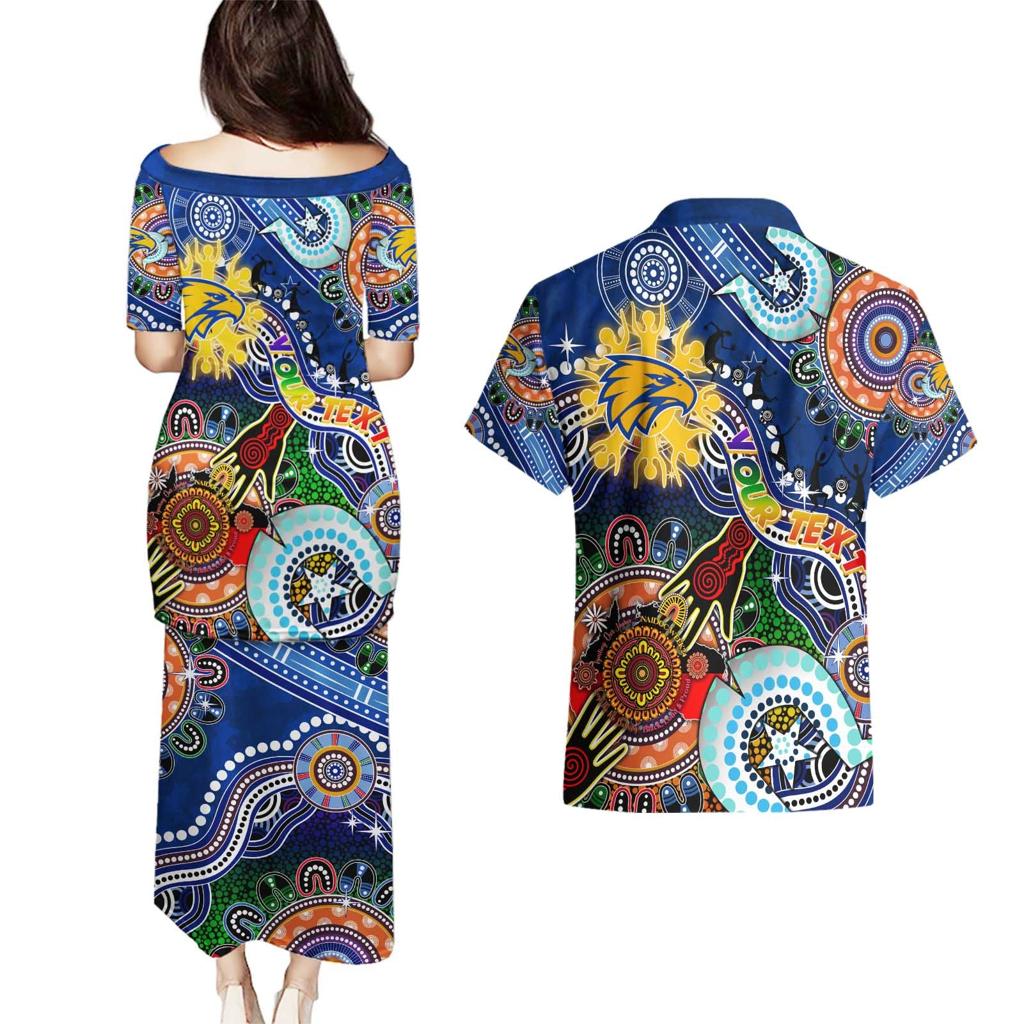 Custom NAIDOC Week 2024 West Coast Eagles Couples Matching Puletasi and Hawaiian Shirt Australia Aboriginal Dot Painting