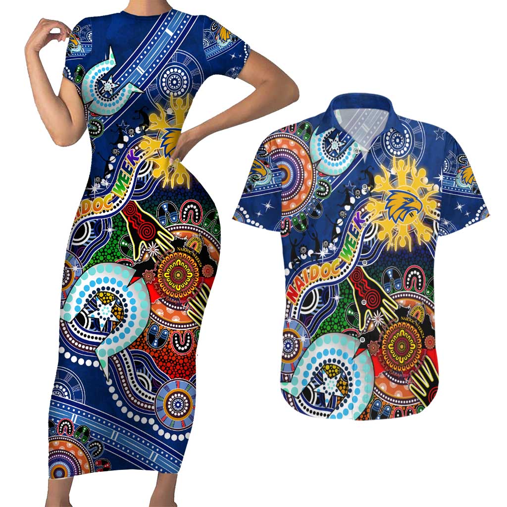 Custom NAIDOC Week 2024 West Coast Eagles Couples Matching Short Sleeve Bodycon Dress and Hawaiian Shirt Australia Aboriginal Dot Painting