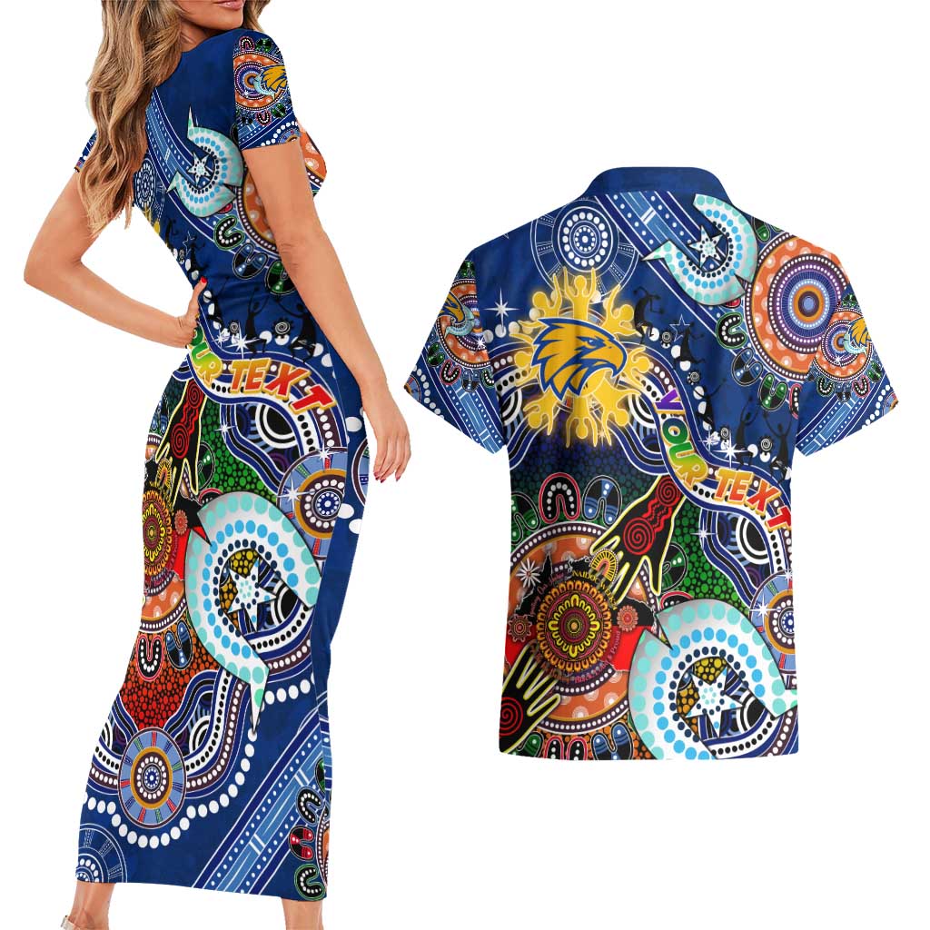 Custom NAIDOC Week 2024 West Coast Eagles Couples Matching Short Sleeve Bodycon Dress and Hawaiian Shirt Australia Aboriginal Dot Painting