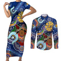 Custom NAIDOC Week 2024 West Coast Eagles Couples Matching Short Sleeve Bodycon Dress and Long Sleeve Button Shirt Australia Aboriginal Dot Painting