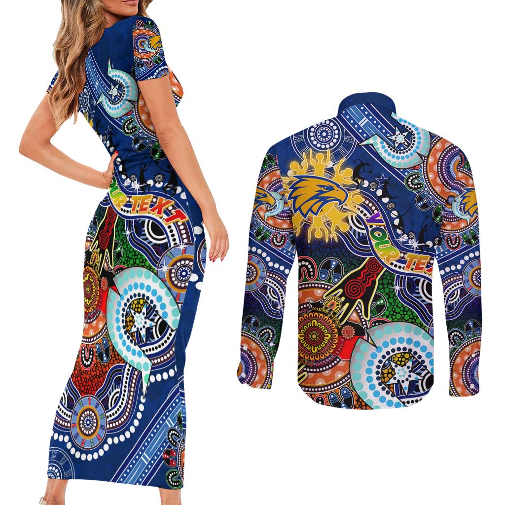 Custom NAIDOC Week 2024 West Coast Eagles Couples Matching Short Sleeve Bodycon Dress and Long Sleeve Button Shirt Australia Aboriginal Dot Painting