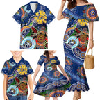 Custom NAIDOC Week 2024 West Coast Eagles Family Matching Mermaid Dress and Hawaiian Shirt Australia Aboriginal Dot Painting