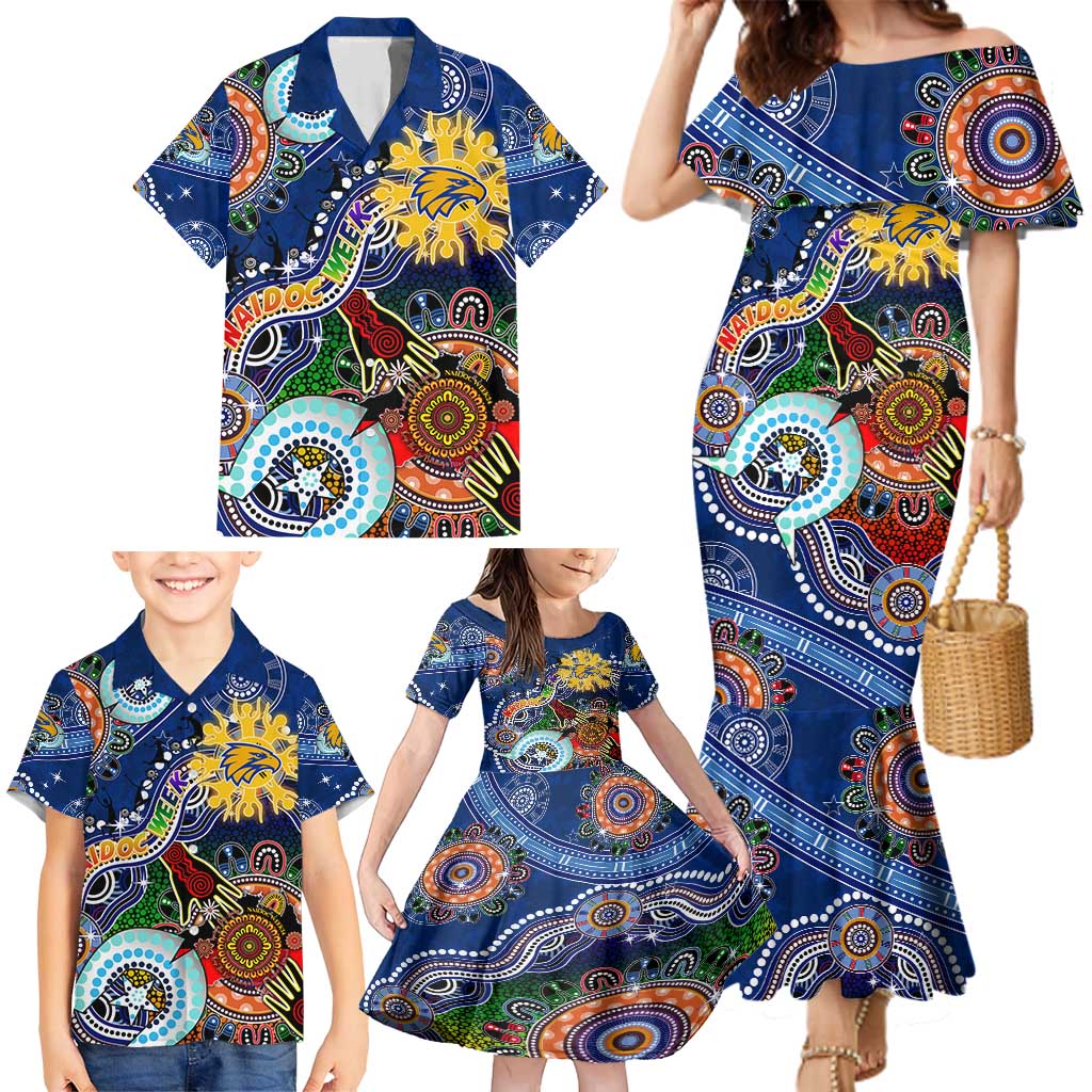 Custom NAIDOC Week 2024 West Coast Eagles Family Matching Mermaid Dress and Hawaiian Shirt Australia Aboriginal Dot Painting