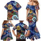 Custom NAIDOC Week 2024 West Coast Eagles Family Matching Mermaid Dress and Hawaiian Shirt Australia Aboriginal Dot Painting