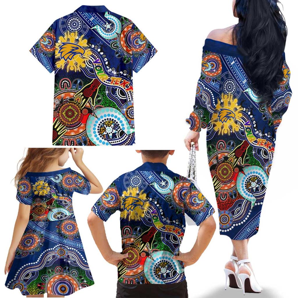 Custom NAIDOC Week 2024 West Coast Eagles Family Matching Off The Shoulder Long Sleeve Dress and Hawaiian Shirt Australia Aboriginal Dot Painting