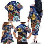 Custom NAIDOC Week 2024 West Coast Eagles Family Matching Off The Shoulder Long Sleeve Dress and Hawaiian Shirt Australia Aboriginal Dot Painting