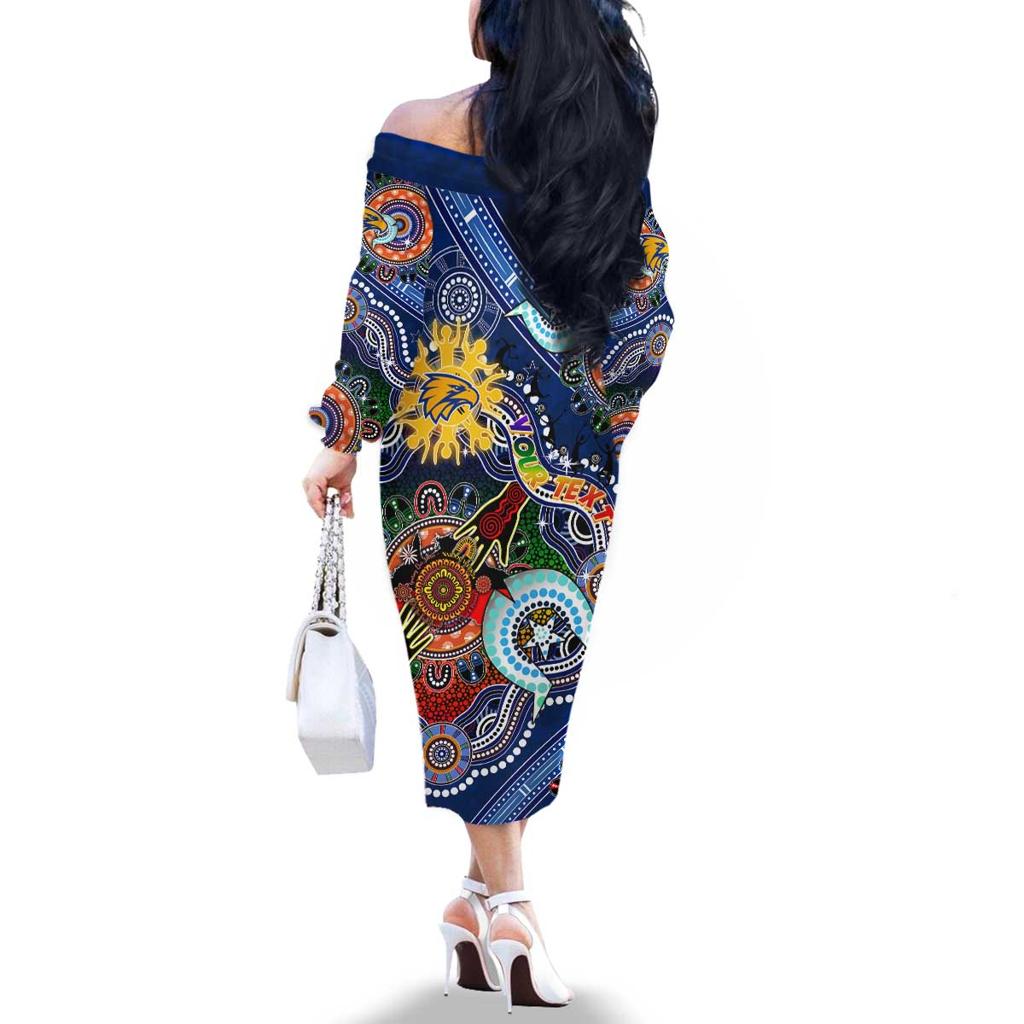 Custom NAIDOC Week 2024 West Coast Eagles Family Matching Off The Shoulder Long Sleeve Dress and Hawaiian Shirt Australia Aboriginal Dot Painting