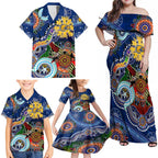 Custom NAIDOC Week 2024 West Coast Eagles Family Matching Off Shoulder Maxi Dress and Hawaiian Shirt Australia Aboriginal Dot Painting