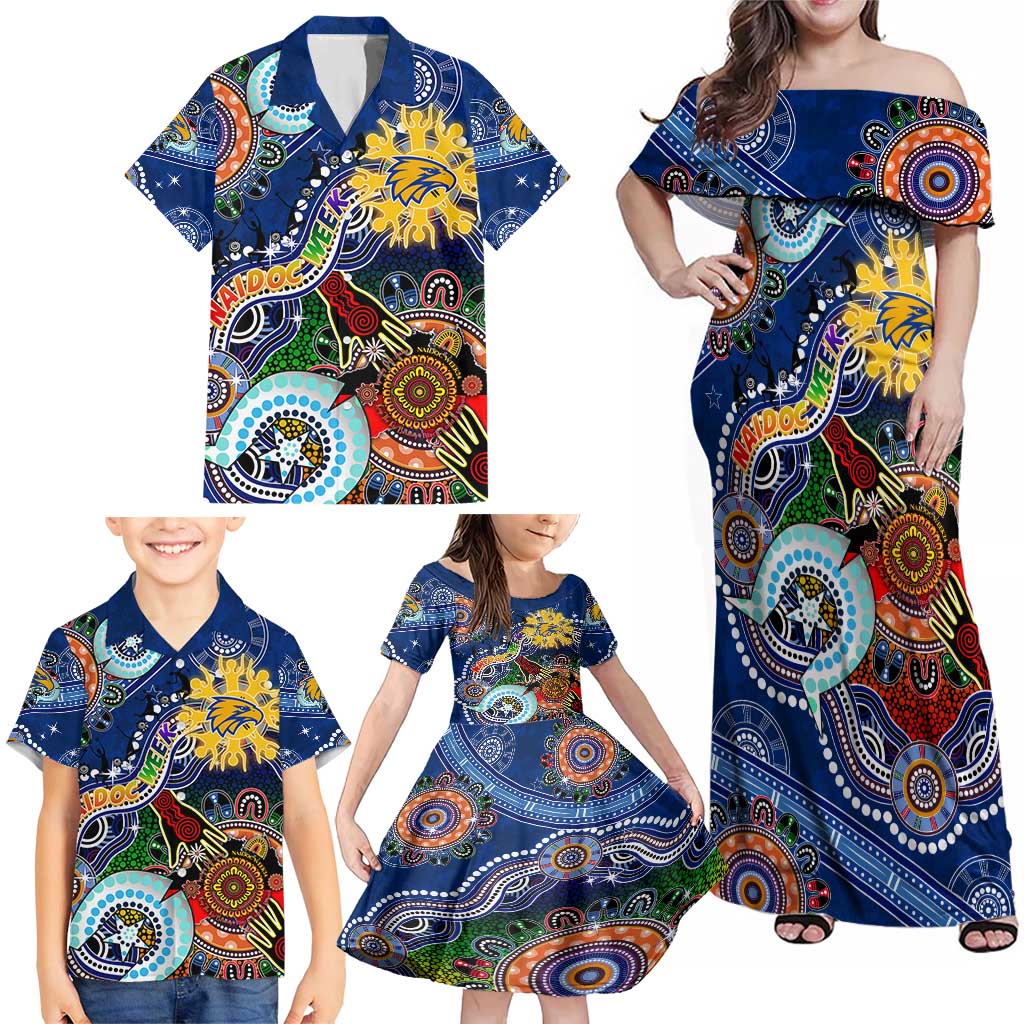 Custom NAIDOC Week 2024 West Coast Eagles Family Matching Off Shoulder Maxi Dress and Hawaiian Shirt Australia Aboriginal Dot Painting