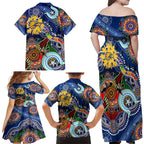 Custom NAIDOC Week 2024 West Coast Eagles Family Matching Off Shoulder Maxi Dress and Hawaiian Shirt Australia Aboriginal Dot Painting