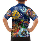 Custom NAIDOC Week 2024 West Coast Eagles Family Matching Off Shoulder Short Dress and Hawaiian Shirt Australia Aboriginal Dot Painting