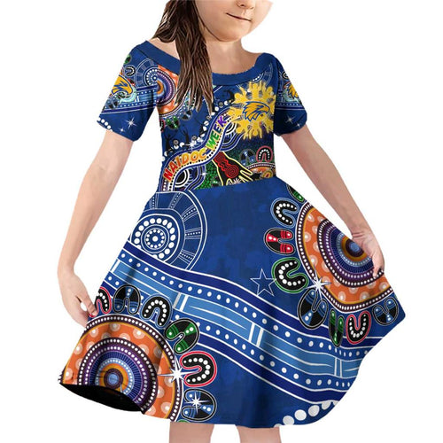 Custom NAIDOC Week 2024 West Coast Eagles Family Matching Off Shoulder Short Dress and Hawaiian Shirt Australia Aboriginal Dot Painting