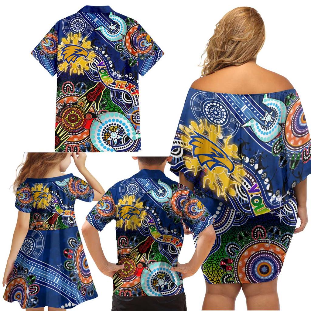 Custom NAIDOC Week 2024 West Coast Eagles Family Matching Off Shoulder Short Dress and Hawaiian Shirt Australia Aboriginal Dot Painting