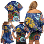 Custom NAIDOC Week 2024 West Coast Eagles Family Matching Off Shoulder Short Dress and Hawaiian Shirt Australia Aboriginal Dot Painting