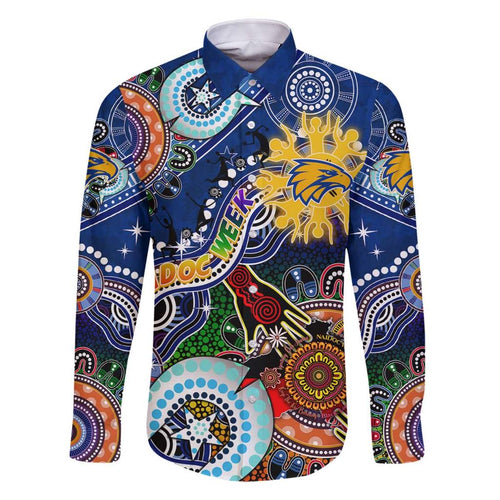 Custom NAIDOC Week 2024 West Coast Eagles Family Matching Off Shoulder Short Dress and Hawaiian Shirt Australia Aboriginal Dot Painting