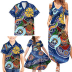 Custom NAIDOC Week 2024 West Coast Eagles Family Matching Summer Maxi Dress and Hawaiian Shirt Australia Aboriginal Dot Painting