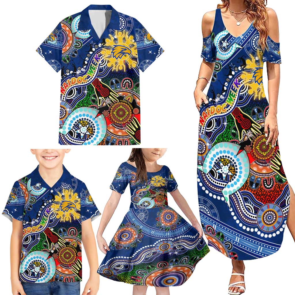 Custom NAIDOC Week 2024 West Coast Eagles Family Matching Summer Maxi Dress and Hawaiian Shirt Australia Aboriginal Dot Painting