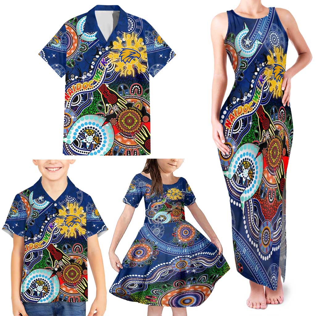 Custom NAIDOC Week 2024 West Coast Eagles Family Matching Tank Maxi Dress and Hawaiian Shirt Australia Aboriginal Dot Painting
