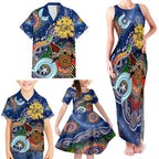 Custom NAIDOC Week 2024 West Coast Eagles Family Matching Tank Maxi Dress and Hawaiian Shirt Australia Aboriginal Dot Painting