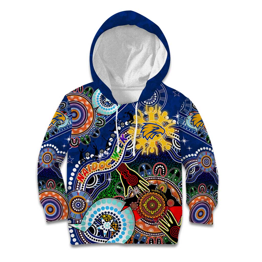 Custom NAIDOC Week 2024 West Coast Eagles Kid Hoodie Australia Aboriginal Dot Painting