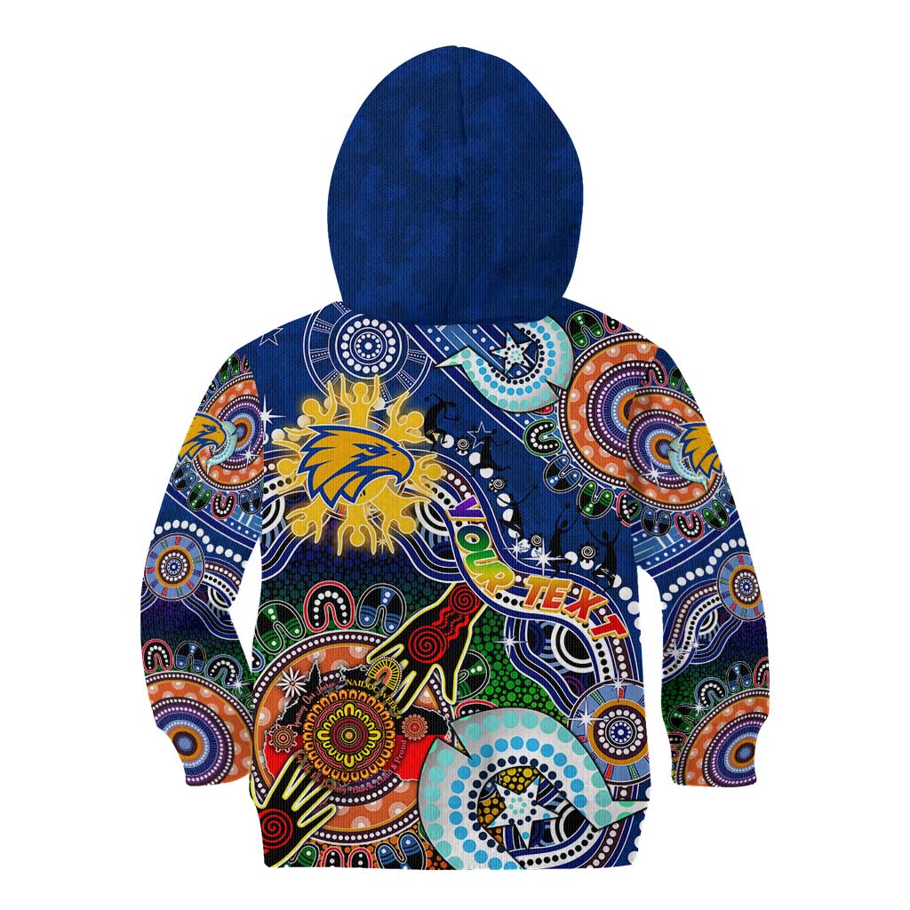 Custom NAIDOC Week 2024 West Coast Eagles Kid Hoodie Australia Aboriginal Dot Painting