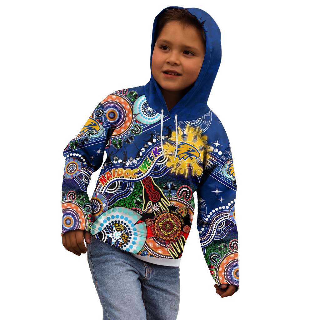 Custom NAIDOC Week 2024 West Coast Eagles Kid Hoodie Australia Aboriginal Dot Painting