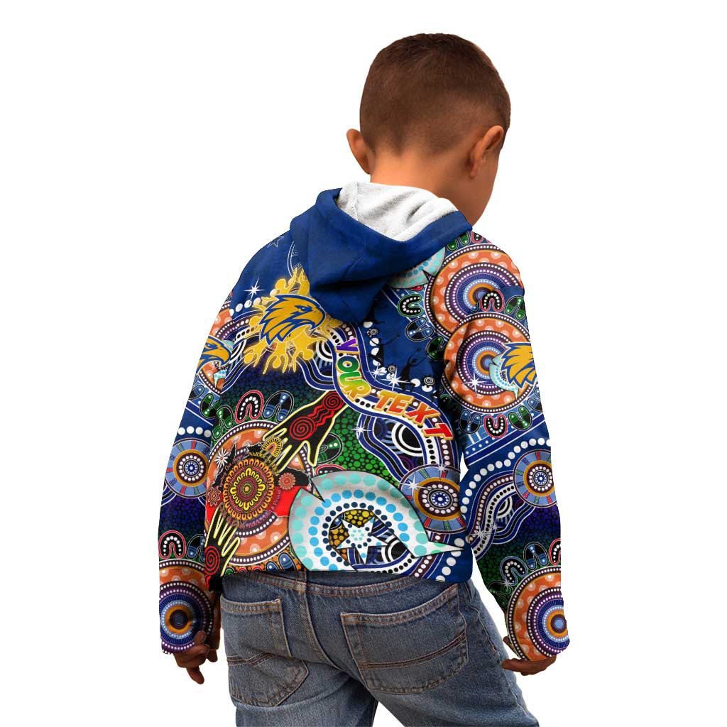 Custom NAIDOC Week 2024 West Coast Eagles Kid Hoodie Australia Aboriginal Dot Painting