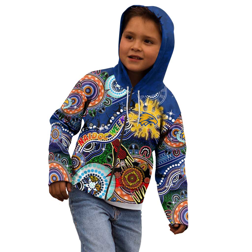 Custom NAIDOC Week 2024 West Coast Eagles Kid Hoodie Australia Aboriginal Dot Painting