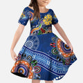 Custom NAIDOC Week 2024 West Coast Eagles Kid Short Sleeve Dress Australia Aboriginal Dot Painting
