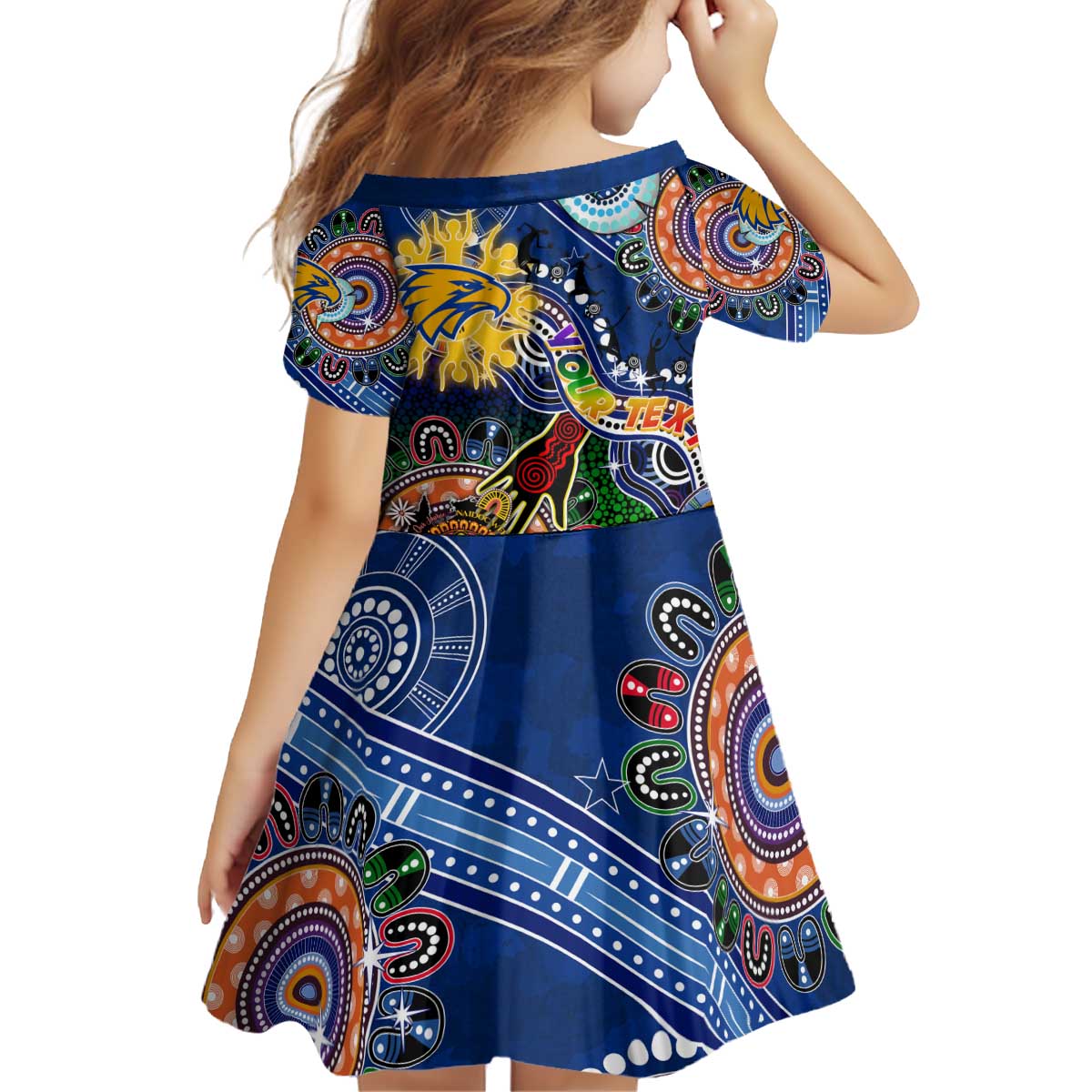 Custom NAIDOC Week 2024 West Coast Eagles Kid Short Sleeve Dress Australia Aboriginal Dot Painting