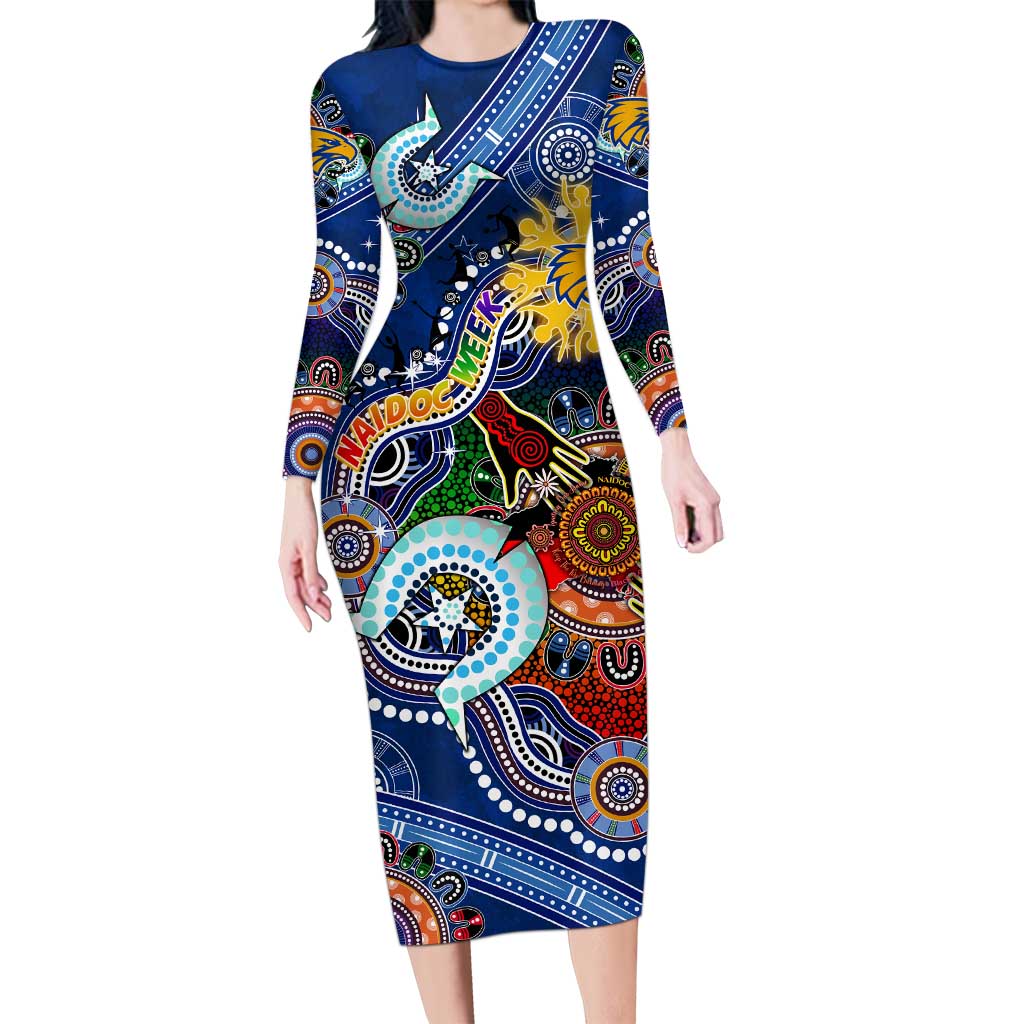 Custom NAIDOC Week 2024 West Coast Eagles Long Sleeve Bodycon Dress Australia Aboriginal Dot Painting