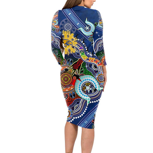 Custom NAIDOC Week 2024 West Coast Eagles Long Sleeve Bodycon Dress Australia Aboriginal Dot Painting