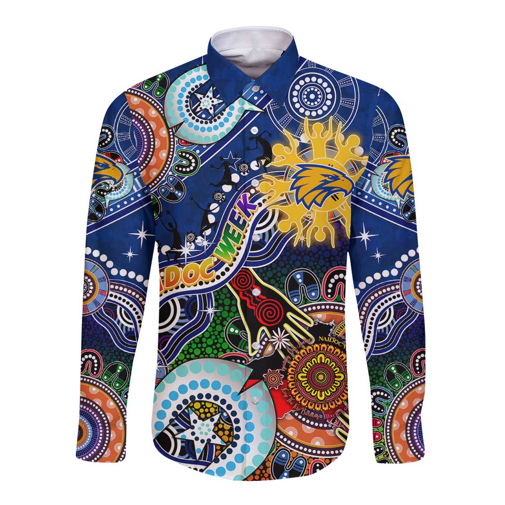 Custom NAIDOC Week 2024 West Coast Eagles Long Sleeve Button Shirt Australia Aboriginal Dot Painting