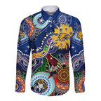 Custom NAIDOC Week 2024 West Coast Eagles Long Sleeve Button Shirt Australia Aboriginal Dot Painting