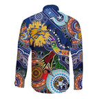 Custom NAIDOC Week 2024 West Coast Eagles Long Sleeve Button Shirt Australia Aboriginal Dot Painting