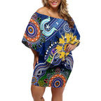 Custom NAIDOC Week 2024 West Coast Eagles Off Shoulder Short Dress Australia Aboriginal Dot Painting
