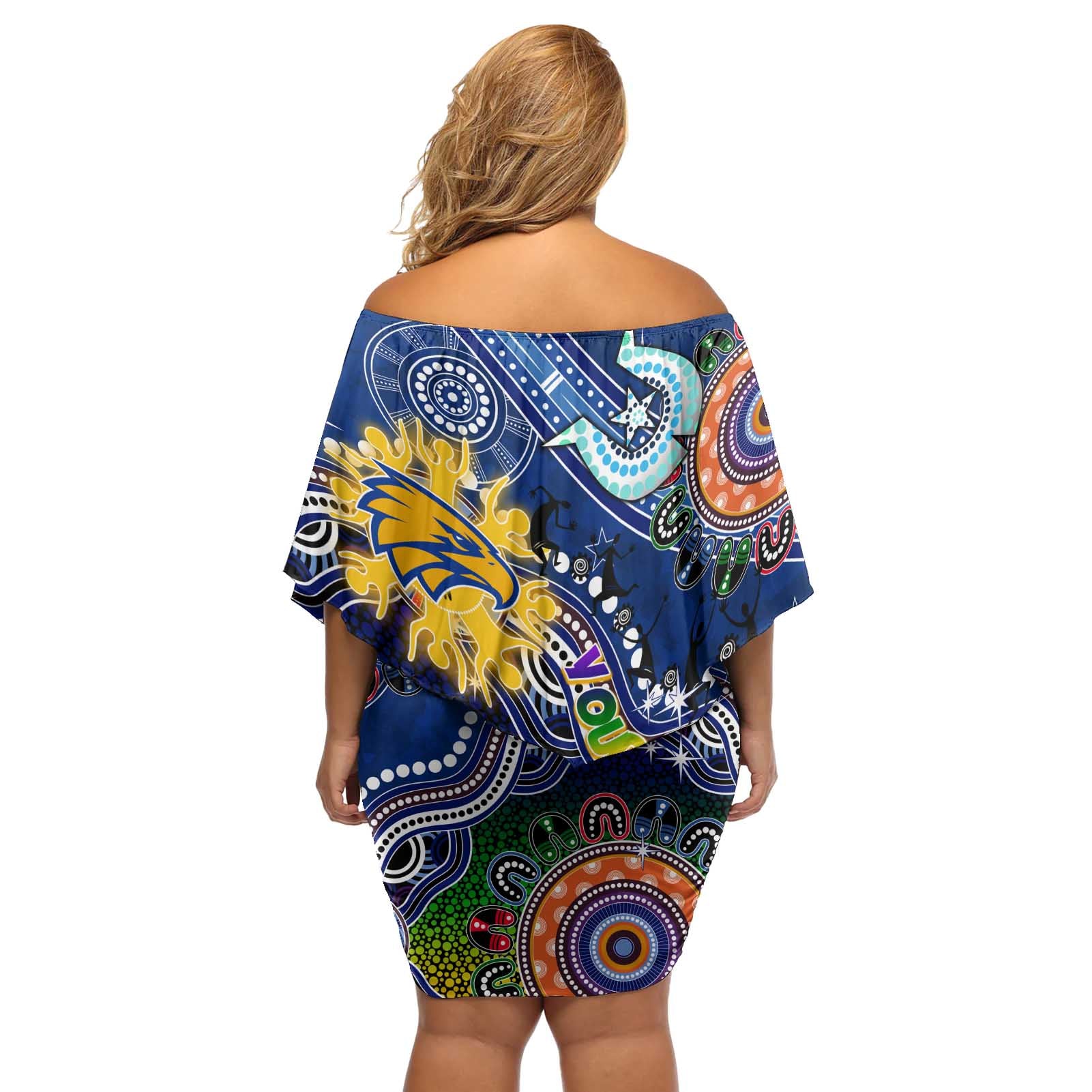 Custom NAIDOC Week 2024 West Coast Eagles Off Shoulder Short Dress Australia Aboriginal Dot Painting