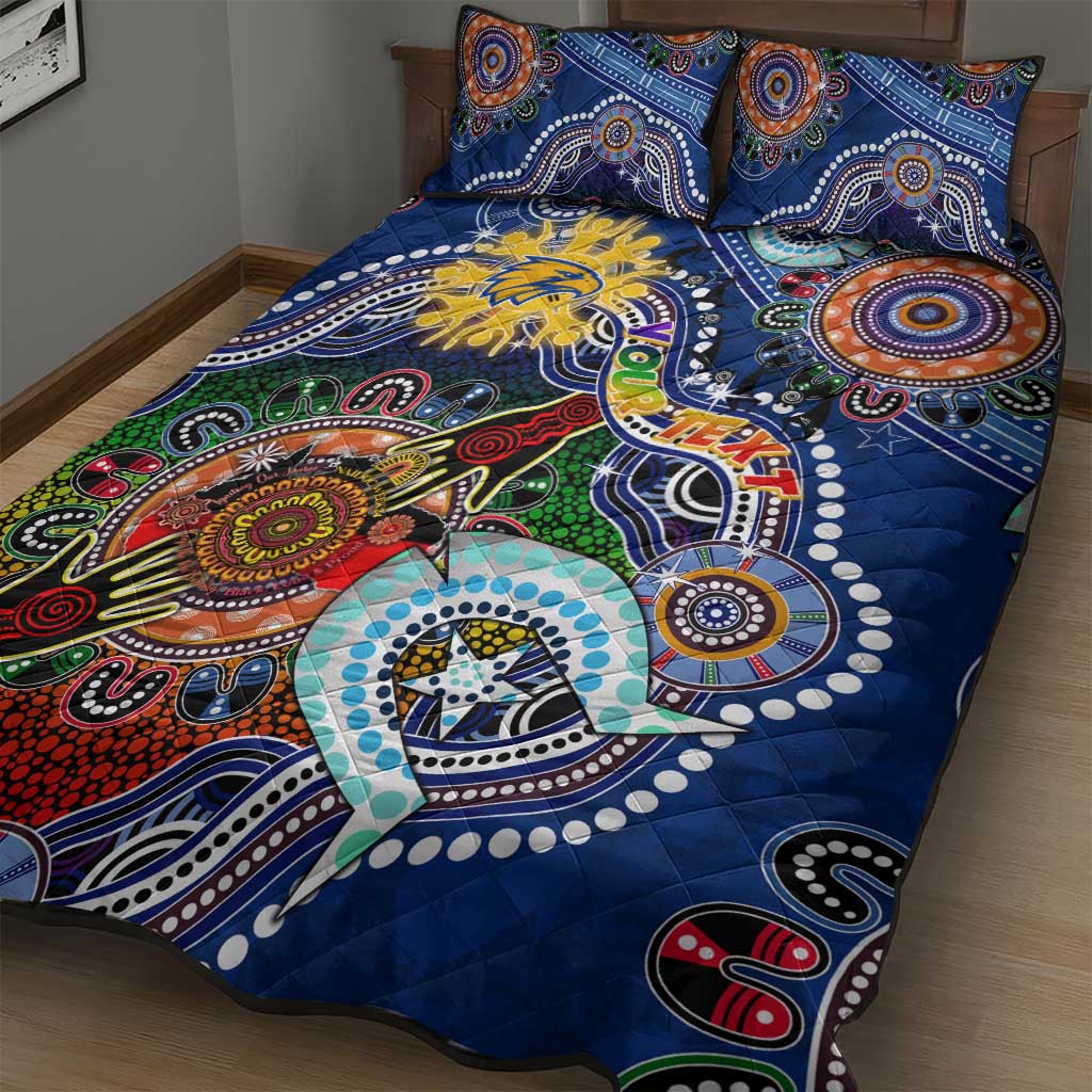 Custom NAIDOC Week 2024 West Coast Eagles Quilt Bed Set Australia Aboriginal Dot Painting