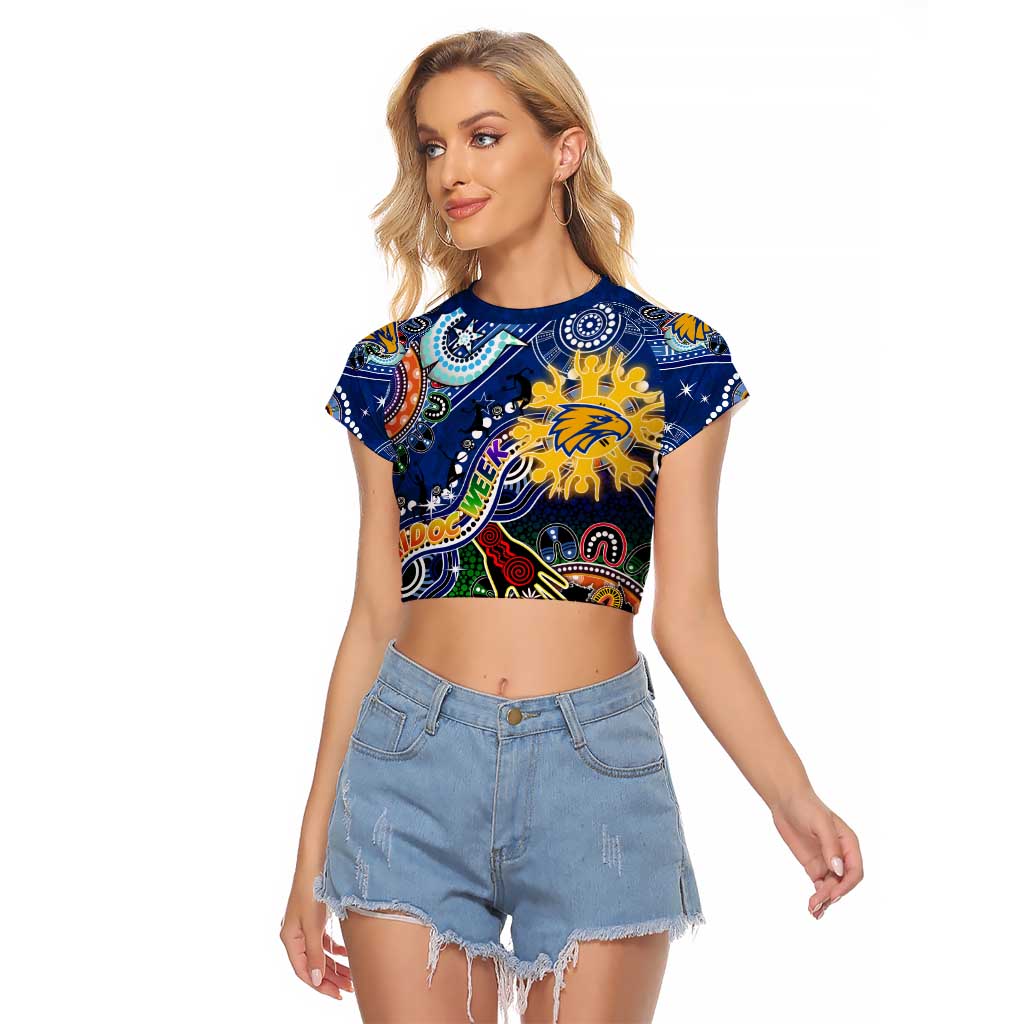 Custom NAIDOC Week 2024 West Coast Eagles Raglan Cropped T Shirt Australia Aboriginal Dot Painting
