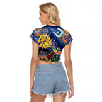 Custom NAIDOC Week 2024 West Coast Eagles Raglan Cropped T Shirt Australia Aboriginal Dot Painting