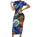 Custom NAIDOC Week 2024 West Coast Eagles Short Sleeve Bodycon Dress Australia Aboriginal Dot Painting