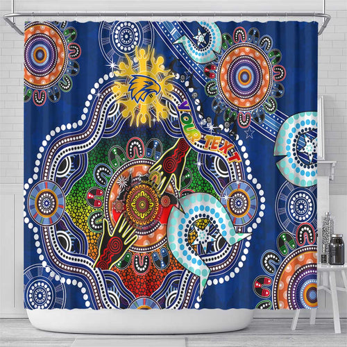 Custom NAIDOC Week 2024 West Coast Eagles Shower Curtain Australia Aboriginal Dot Painting