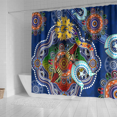 Custom NAIDOC Week 2024 West Coast Eagles Shower Curtain Australia Aboriginal Dot Painting
