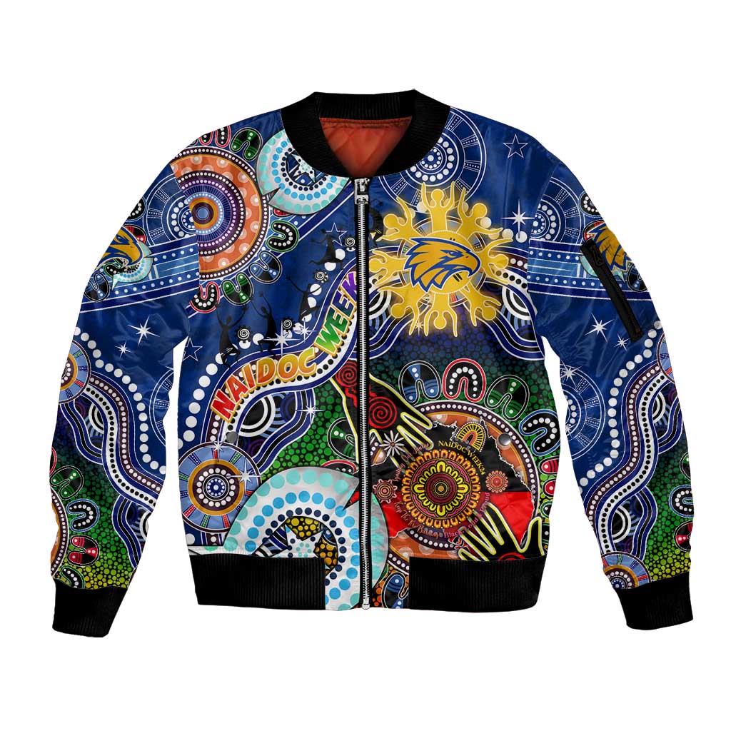 Custom NAIDOC Week 2024 West Coast Eagles Sleeve Zip Bomber Jacket Australia Aboriginal Dot Painting